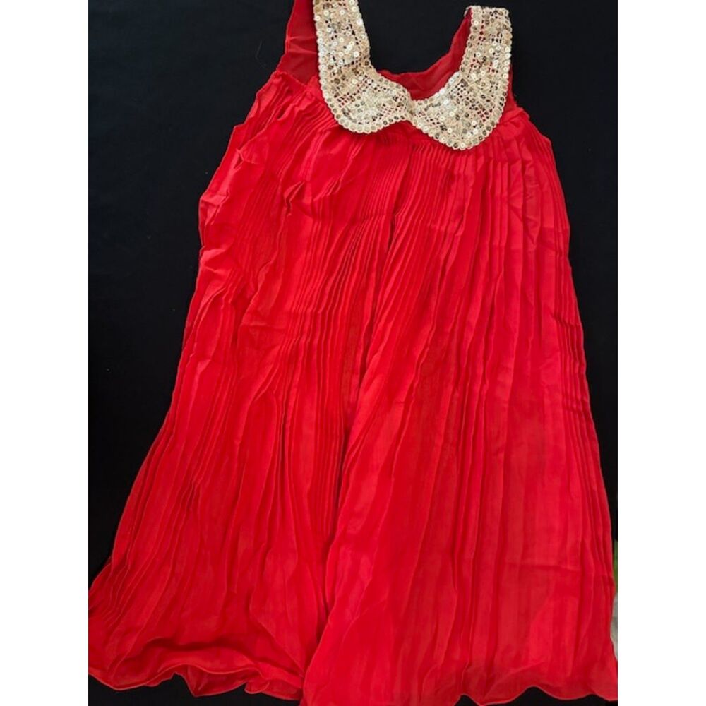 Red Sequin Collar Pleaded Dress RSC120  Size 120 or 5  (I)  NWT Boutique